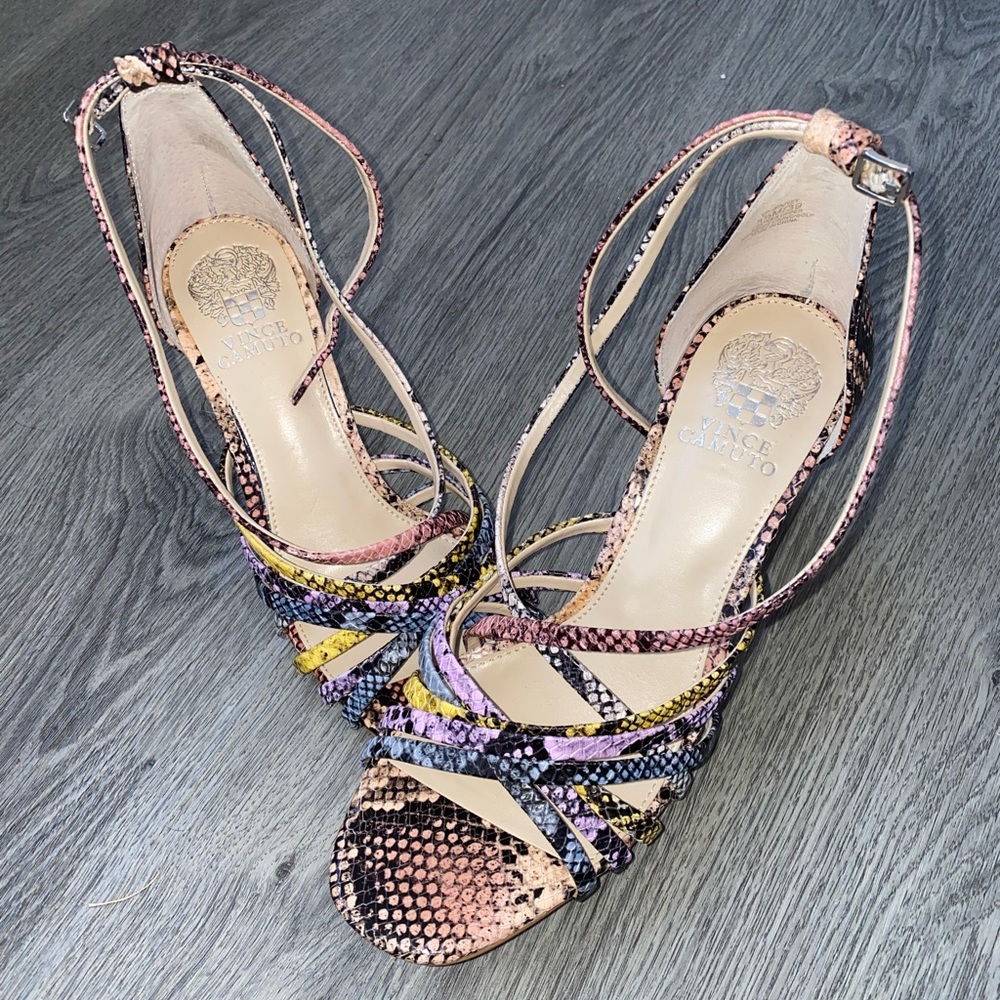 Vince Camuto Snakeskin Heeled Sandals Size 8.5